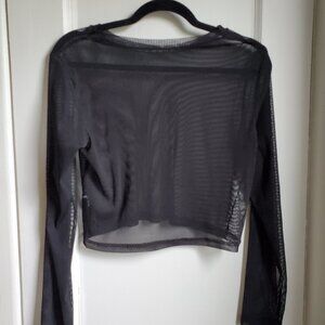 Black long-sleeved mesh top